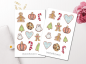 Preview: Weihnachten Plätzchen Sticker Set